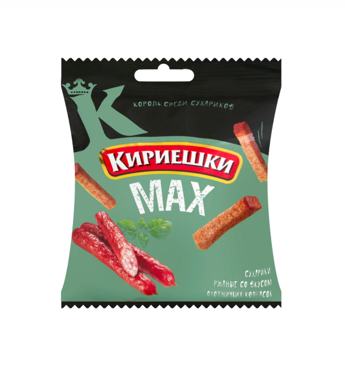 Сухарики ржаные Кириешки  Max со вкусом охотничьих колбасок 40g
